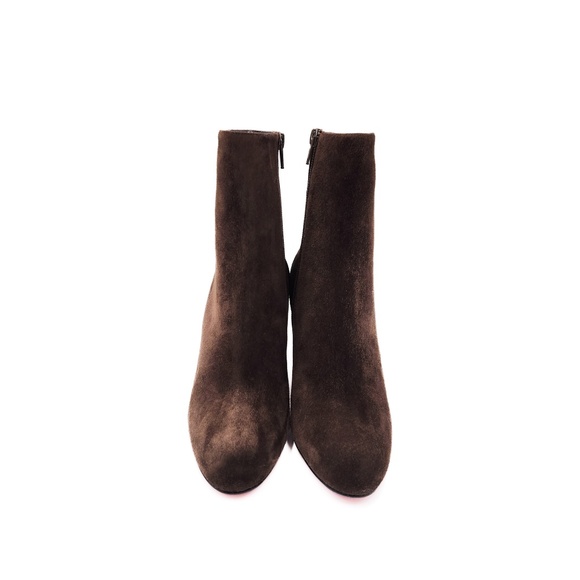 Christian Louboutin Miss Tack 85 Coffeee Brown Suede Heeled Ankle Boots EU 37 - Picture 4 of 10